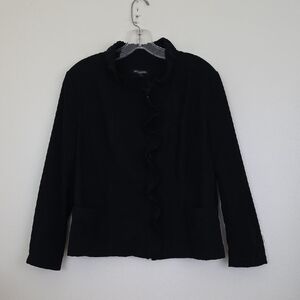 Notations Black Lightweight Short Zip Ruffle Flat Front Blazer Jacket Petite XL
